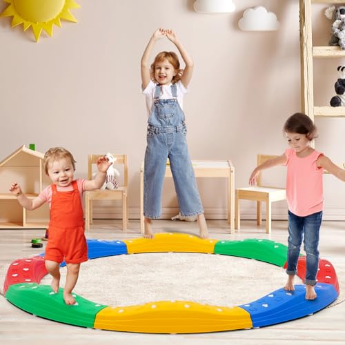 Yosamy Balance Beam,Kids Stepping Stones with Non-slip Textured Surface & Bottom Mats,Indoor Outdoor Obstacle Course for Toddler,Montessori Toy Build Coordination Agility and Strength for Toddler
