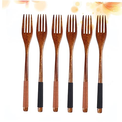 BEBEMOKO 6pc Boys and Girls Forks Set Japanese Wooden Forks Cutlery Easy Clean and for Daily Use