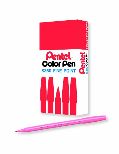 Image of Pentel Arts Color Pen, Coral Pink, Box of 12 (S360-135)