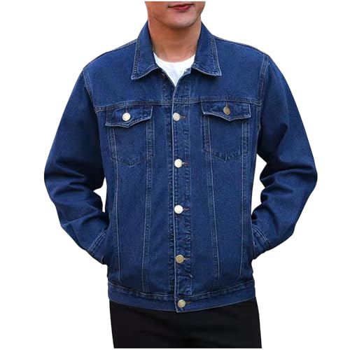 Cambkatl Men's Button Down Jean Jacket Stylish Fall Trucker Outerwear Casual Long Sleeve Denim Jackets with Pockets