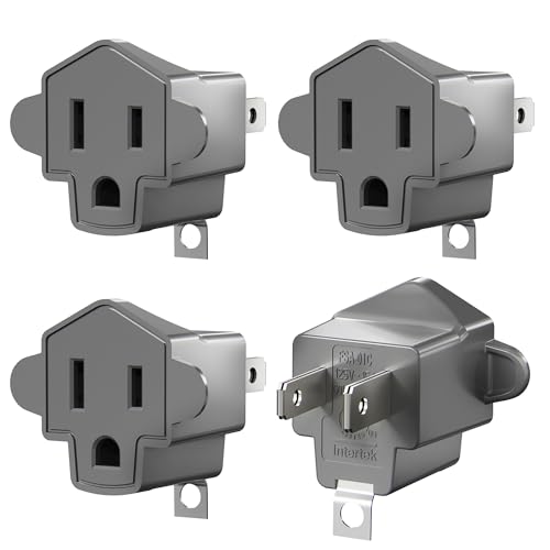 2 Prong to 3 Prong Outlet Adapter, ETL Listed 3-2 Prong Adapter, Fire-Retardant (392℉) PBT...