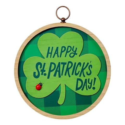 Heart Carpenter Wooden Signage - 12 x 0.47 inches, Rustic Irish Design, Lucky Shamrock Scheme, St. Patrick's Day Decoration for Door, Wall, Fireplace, Windows Cover