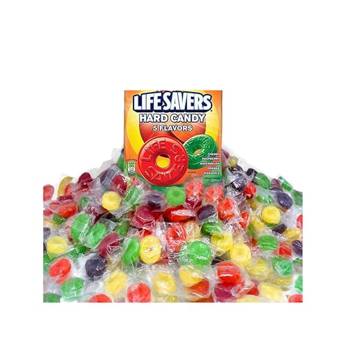 Life Savers Hard Candy 5 Flavors - 2 lbs of Candy - Individually Wrapped - Cherry, Watermelon, Orange, Pineapple, and Raspberry - Perfect for Stocking the Pantry
