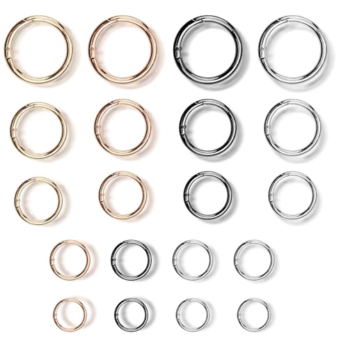 Lot de 20 Anneaux Ronds à Ressort, Fermoirs Métalliques O-Ring avec Mécanisme à Ressort, Accessoires de Porte-Clés pour Sacs à Main, Bricolage, Décoration, Sac à Dos, Trousseau, Artisanat