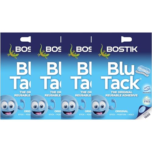 4 X Bostik Blu Tack 60 G – Adesivo Riutilizzabile Originale Per Casa, Ufficio, Fai Da Te | Alternativa A Spilli E Nastro | Smart Bluhacks Stucco