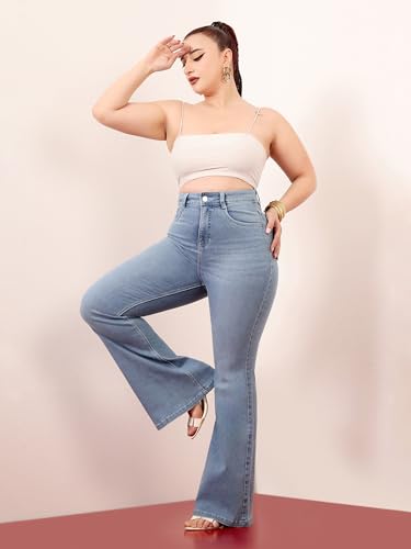 Image of Miss Chase A+ Women's Bootcut High Rise Regular Length Stretchable Denim Jeans