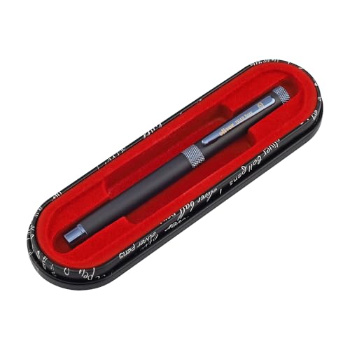 Image of Oliver Thar Roxx Matte & Shine Fountain Pen - Matte Black /Blueberry Trims, Full Brass Body, 0.6mm Cardinal Refill, Gift T Box