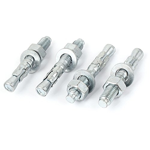 Aexit Blue Zinc Anchors Plated Screw Type Car Repair Expansion Bolt Stud Anchors M12x80mm 4pcs