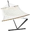 VEIKOU 2 Person Portable Hammock with Stand and Pillow, Double Freestanding Quilted 12ft Hammock with Frame and Spreader… 41pZ0ptzYqL. SS100
