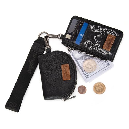Image of Wrangler Keychain Wristlet Wallets for Women Western Dual Pouch Wristlet Credit Card Holder Wallet