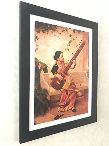 Image of Adventures� *Musicians- Malbar Lady & Kadambari*- Two Paintings by Raja Ravi Varma, Set of 2 Wall D�cor Frames. Matt Satin Print with MDF & 1 inchPS Black Frame. Size 14 inchx18 inch each.