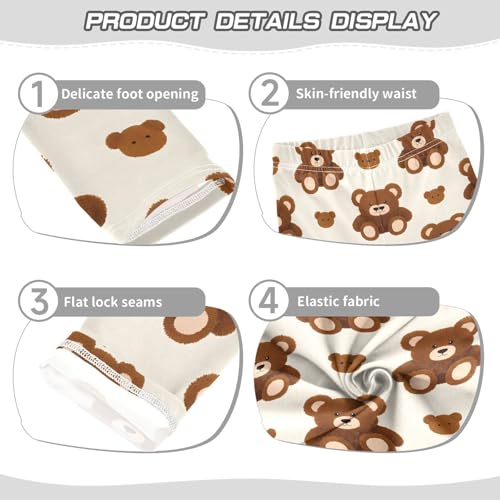 Cute Brown Bear Girls Leggings Soft Stretch Workout Yoga Dance Pants for Kids Casual Tights3