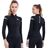 ウエットスーツ タッパー レディース 2mm 長袖 ウエットスーツ ジャケット 女性用 ストレッチ ジャージ サーフィン SUP ダイビング シュノーケリング ウエットスーツ タッパー ブラック Sサイズ