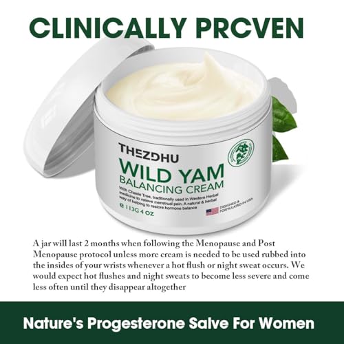 Image of Wild Yam Cream for Hormone Balance: （4 Oz ） Organic Wild Yam Cream for Women with Menopause & Menstrual, Natural Premium Plant Recipe for All Skin Types.