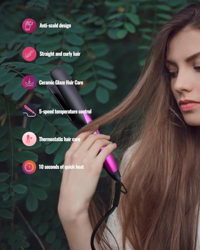 Hair Straightener,Hair Straighteners for Women,Ceramic Panel with 4-Step Temperature Setting and Anti-scalding (Rose) - Image 3
