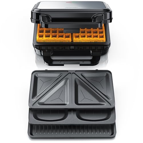 Arendo -Sandwichmaker mit Wechselplatten - Waffeleisen doppelt -...