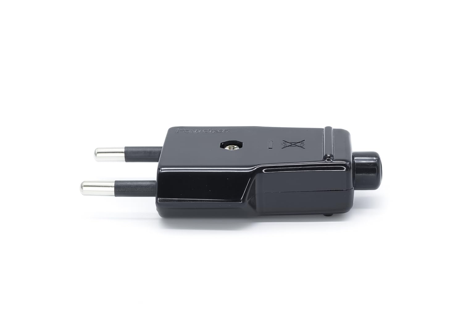 Clavija Bipolar Macho 10A 250V Negra IP20 | Enchufe Bipolar Recto sin TT | Contactos de Latón Niquelado | Conector Eléctrico Tipo Macho