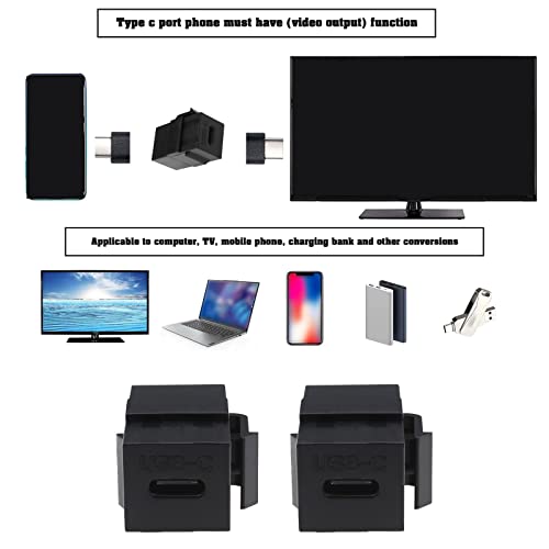 OTOTEC 4PCS USB C Keystone Adapter USB 3.1 Type-C Female to Female Keystone Insert Socket Coupler Adapter for Wall Plate Patch Panel Black - Image 3