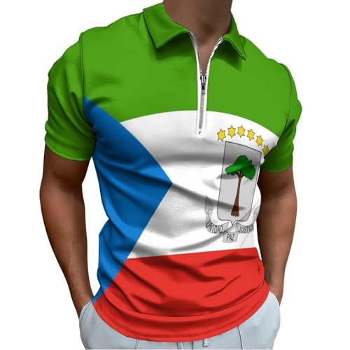 Polo armoiries géométriques Guinée Équatoriale homme vert