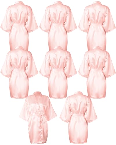Patelai 8 Pcs Bridesmaids Robes for Women Silk Satin Kimono