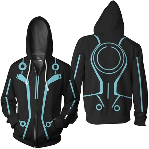 Deboyar Anime Costume Jacket Men Women Movie Cosplay Hooded Hoodie Coat Printed Sweatshirt Zipper for Adult (Black Medium)