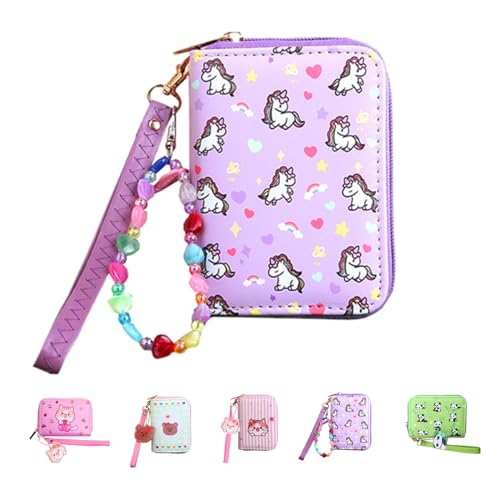 Image of AACKS Little Girls Coin Purse Kids Small Wallet for Teens Women Mini Coin Pouches with Strap Cute Cartoon Card Holder Cat Kitty Panda Unicorn