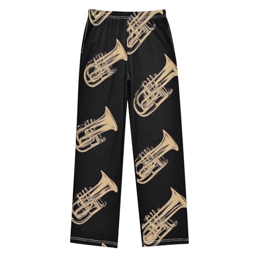 ZZXXB Trumpet Print Boys Long Pants Soft Trousers Elastic Waist Kids Lounge Bottoms with Pockets S-XL