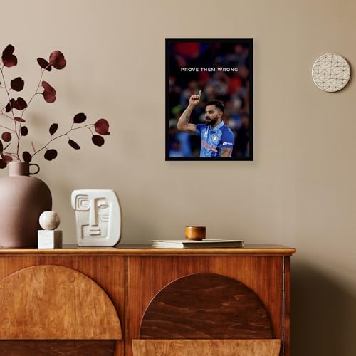 Image of CodersParadise Inspirational VK Cricket Champion Poster Frame | Premium A4 Motivational Wall Art for Bedroom, Office & Gaming Setup | Inspiring Sports Decor for Players, Fans & Achievers
