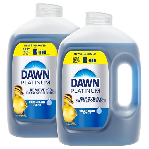 Dawn Platinum Refill Jug Dish Soap Fresh Rain Scent Liquid Dishwashing Detergent Powerful Dawn Dish Soap for Tough Grease Removal Dishwashing Liquid Value Pack 51.5 oz (Pack of 2)