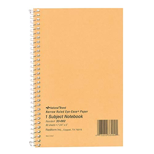 Rediform, Subject Wirebound Notebooks, Narrow Rule, Brown Cover, 7 3/4 X 5, 80 Sheets, 3 Pack Value Bundle #TOP25