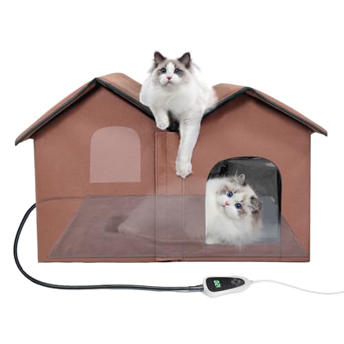 GOLOPET Heated Cat House, Heating Cat Houses for Indoor Outdoor Kitty