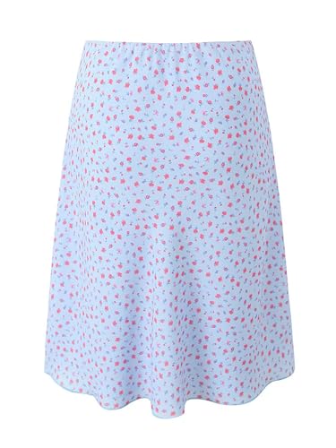 New Fashionable Sweet Floral Chiffon Skirt Cute Bow Chic Elastic mid-Waist Knee-Length skirt-as1- Asian Size-M2