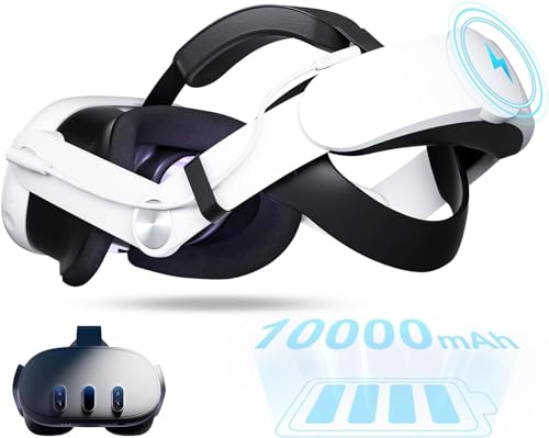 VR Battery Headset for Oculus/Meta Quest 3/3S Head Strap with 10000mAh Battery Pack, Rechargeable Elite Strap Extend 8H Playtime and Adjustable (Meta Quest 3/3S)