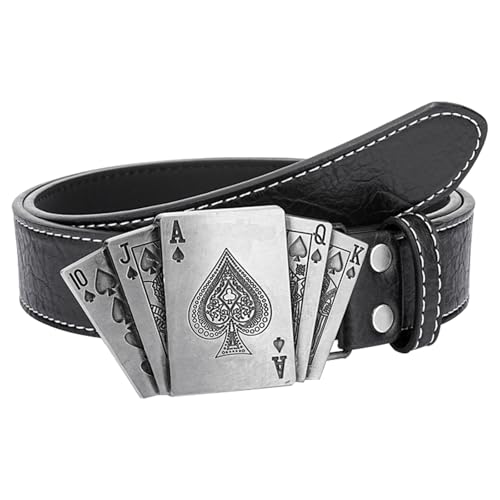 Skull Leather Belt, Waist Band Metal Skeleton Buckle Studded Rivet Belt Western Y2K Decorative Waistband