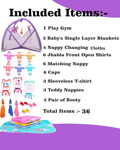 Image of Toddylon All in One Daily Essential in One Pack 36 in 1 New Born Baby Products Gift Packs | Hospital Kit Combo | Infants Boys Girls | Perfect for Newborns | Ideal for 0-6 Months (Purple)