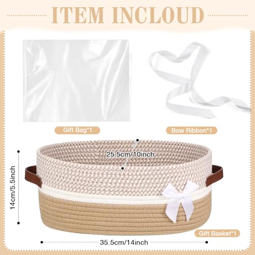 Image of Colingmill Large Woven Basket for Gifts Empty Set with Gift Bags and Ribbon Gift Baskets and Wrapping Set Storage 14 inchx 10 inchx 5.5 inch Decorative Box for Class of 2026 Graduation(Brown)
