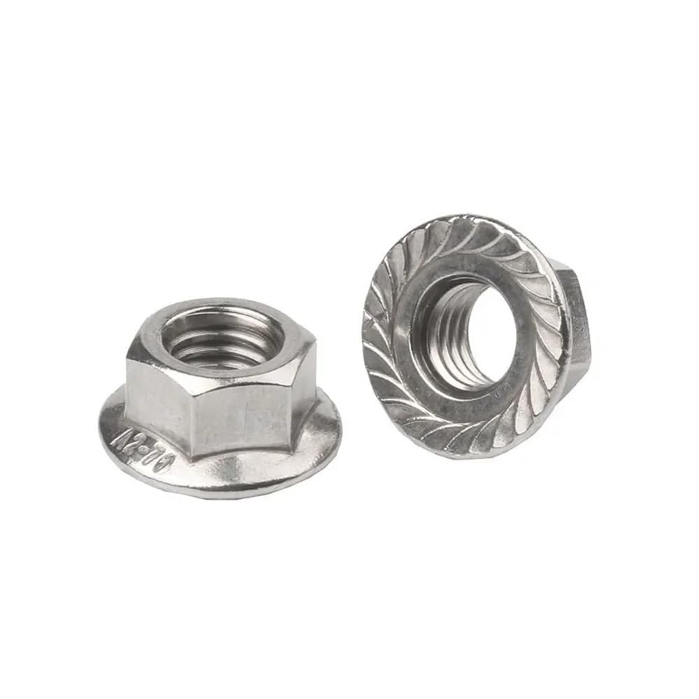 Dado flangiato esagonale da 1-20 pezzi M2,5 M3 M4 M5 M6 M8 M10 M12 M14 M16 M18 M20 in acciaio inossidabile 304, dado di bloccaggio flangiato esagonale dentellato(M10X1.25 Fine 5PCS)