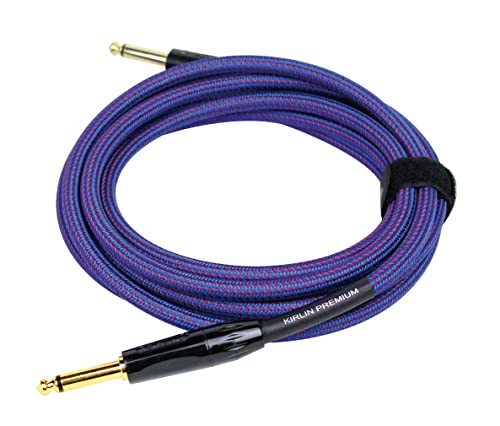 KIRLIN Cable IWB-201BFG-20/RO 20-Feet 1/4-Inch Straight Premium Plus Instrument Cable, Royal Blue Tweed Woven Jacket