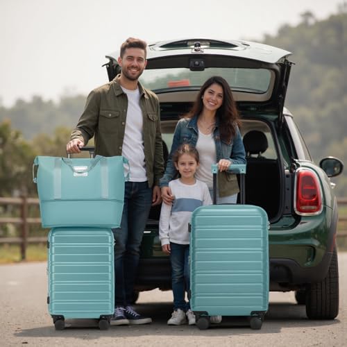 Image of LARVENDER Luggage Sets 6 Piece, Expandable Suitcases with Wheels | Suitcase Set for Women and Men|Checked Luggage|Carry On Luggage|Hardside Lightweight|Misty Blue