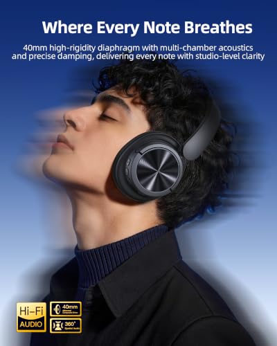 Hybrid Active Noise Cancelling Headphones 120H Playtime Wireless Headphones Bluetooth 6.0 Over Ear Headphones 6 ENC HD Call Mic, Hi-Res 360° Spatial Audio ANC Headphone for Travel Workout Nine Iron - image 1