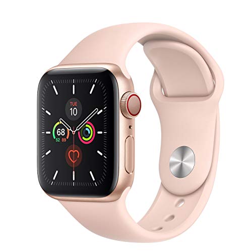 Apple Watch Series 5 GPS + Cellular - 40mm Gold Aluminum Case with Pink Sand Sport Band (Renewed)