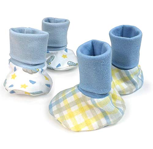 052B-2 2 Pair Planes & Plaid Prints Booties Set