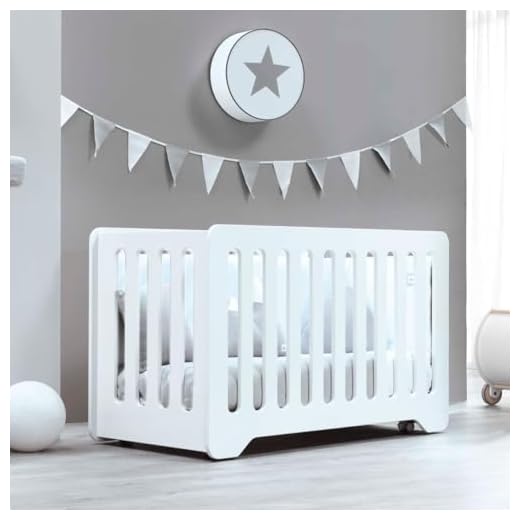 Alondra Cuna Bebe - Cunas para Bebes de Madera Blanca 120x60 recién Nacidos, con Ruedas, Altura Regulable, Blanco Brillo, Uso de 0 a 3 años (sin colchón)