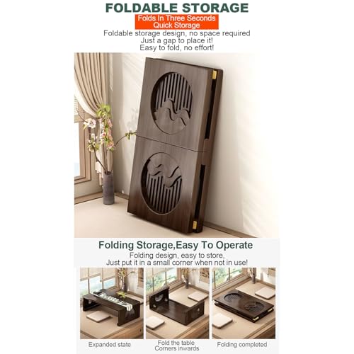 Table basse pliante japonaise rectangulaire 80cm sans aucune installation requise