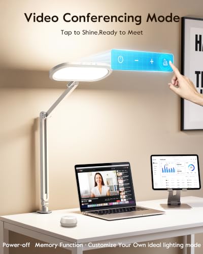 Image of LitONES LED Desk Lamp with Clamp and Stepless Remote, Dual-Sided Soft Light