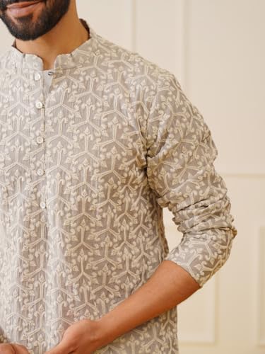 Image of Jompers Men's Silk Blend Regular Fit Chikankari Embroidered Kurtas.