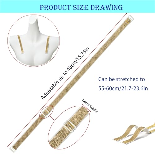 Women's Bra Straps Glitter Elastic Adjustable Underwear Removable Sparkling Strap Replacement Shoulder, Bra Accessories Lingerie Straps for Strapless Dress 4 Pair3