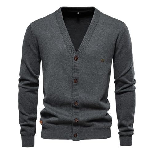 Men Cotton Cardigan Sweater Casual Single Breasted Solid Color Cotton Sweater4