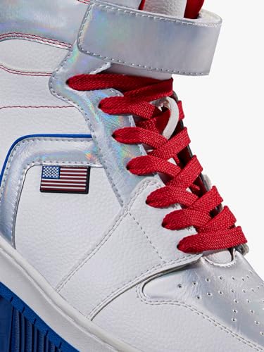 Image of Bewakoof Official NASA Merchandise Men's White & Silver Color Block High-top Sneakers