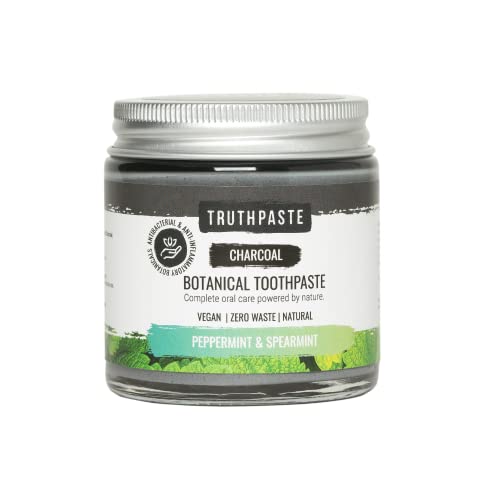 TRUTHPASTE Charcoal whitening Natural Zero Waste Toothpaste (Peppermint & Spearmint 100ml) Eco Friendly & Plastic Free with Coconut & Aloe Vera. Fluoride Free, SLS Free. Suitable for Sensitive Teeth TRUTHPASTE Charcoal whitening Natural Zero Waste Toothpaste (Peppermint & Spearmint 100ml) Eco Friendly & Plastic Free with Coconut & Aloe Vera. Fluoride Free, SLS Free. Suitable for Sensitive Teeth